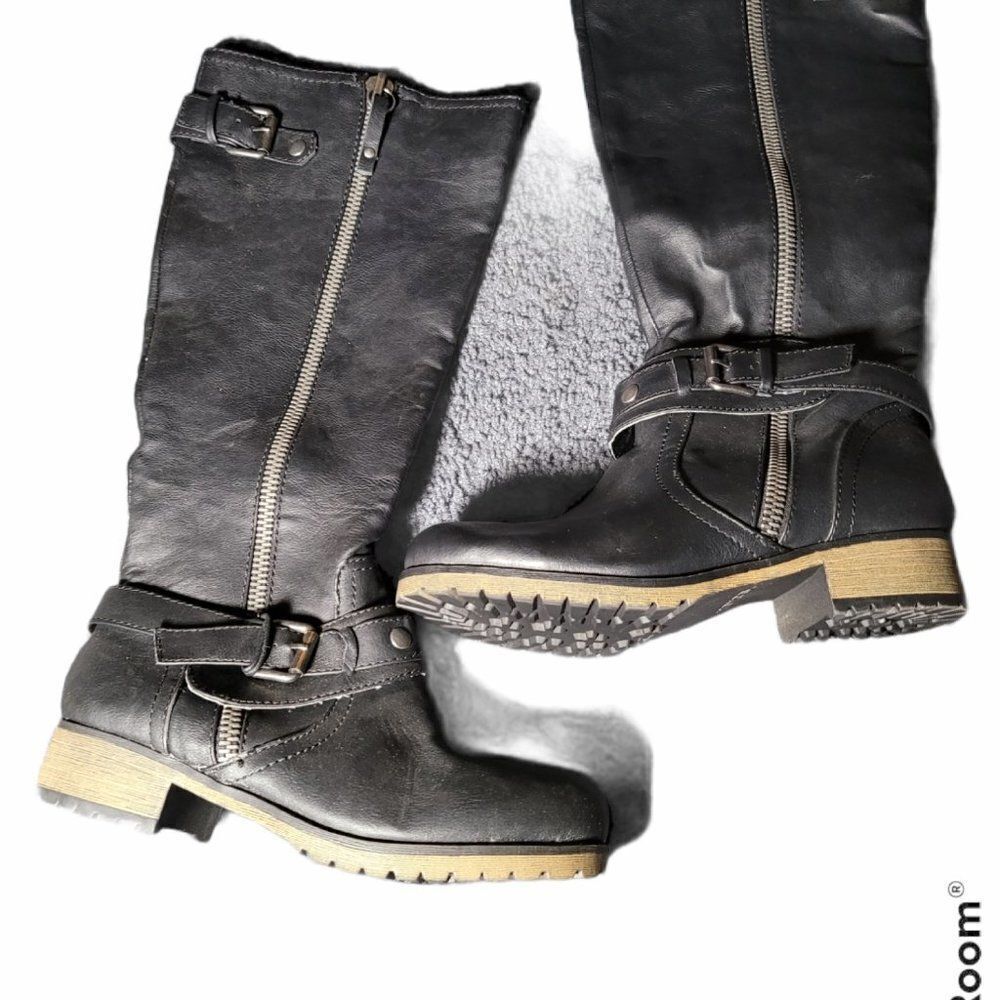 Bongo Womens Dixie Black Riding Boots Size 6.5 W